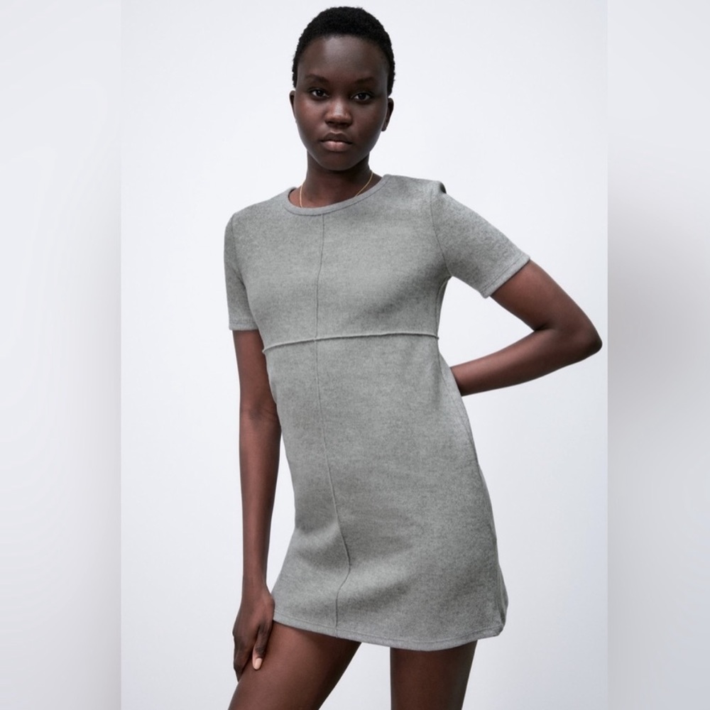 Zara Gray Short Sleeve Sweater Dress
